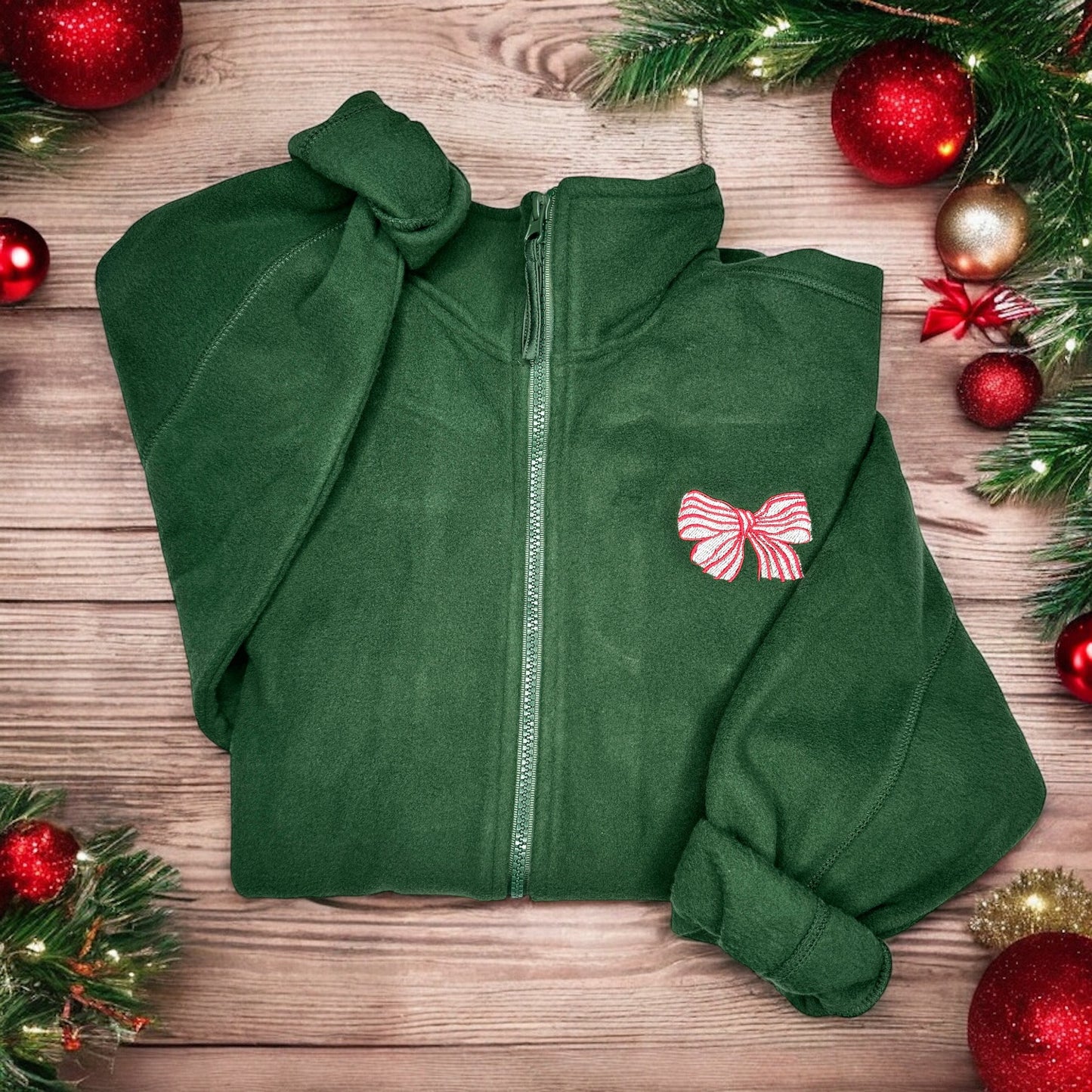Embroidered Full Zip Fleece Jacket - 'Dainty Bow'
