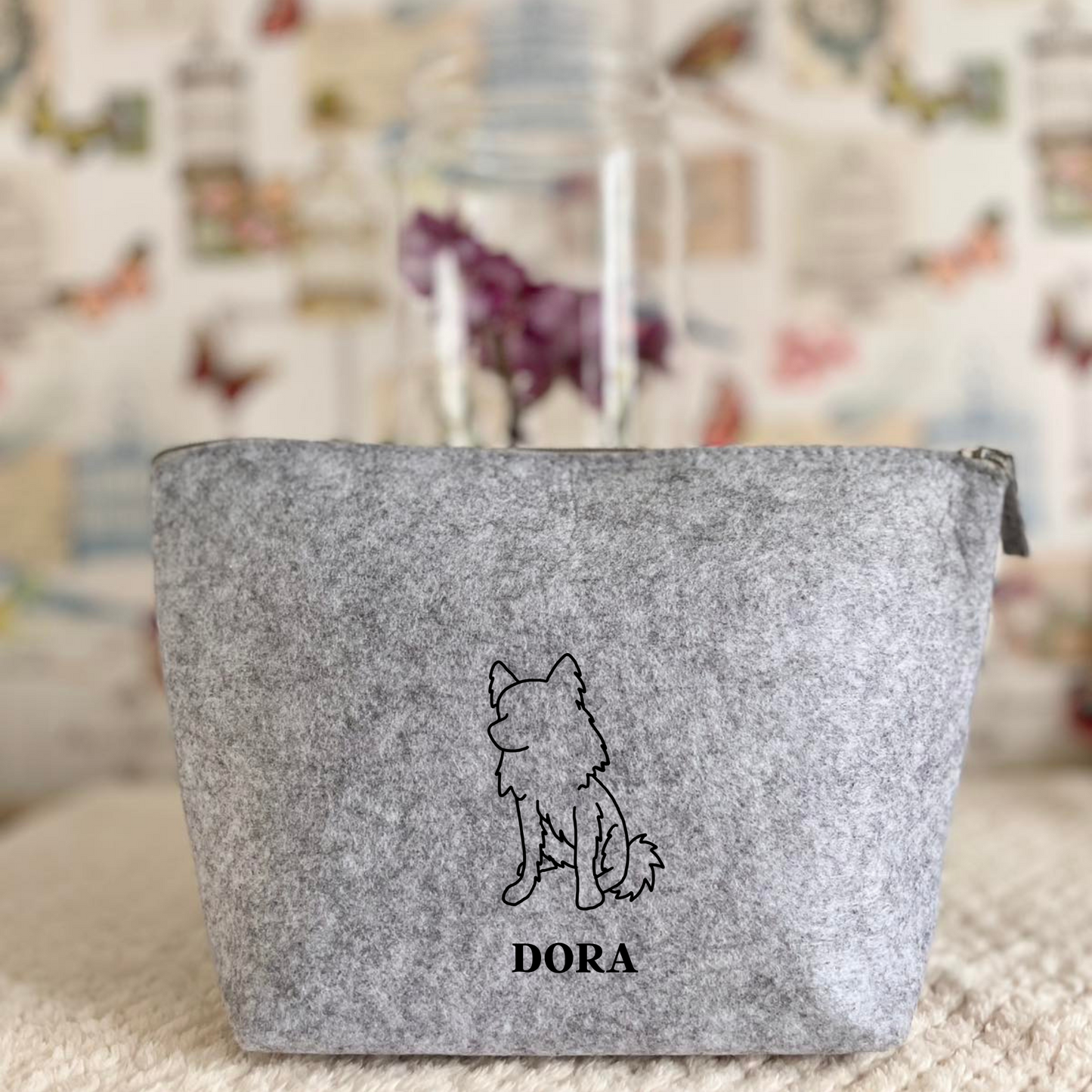 Embroidered Breed Outline Felt Bag