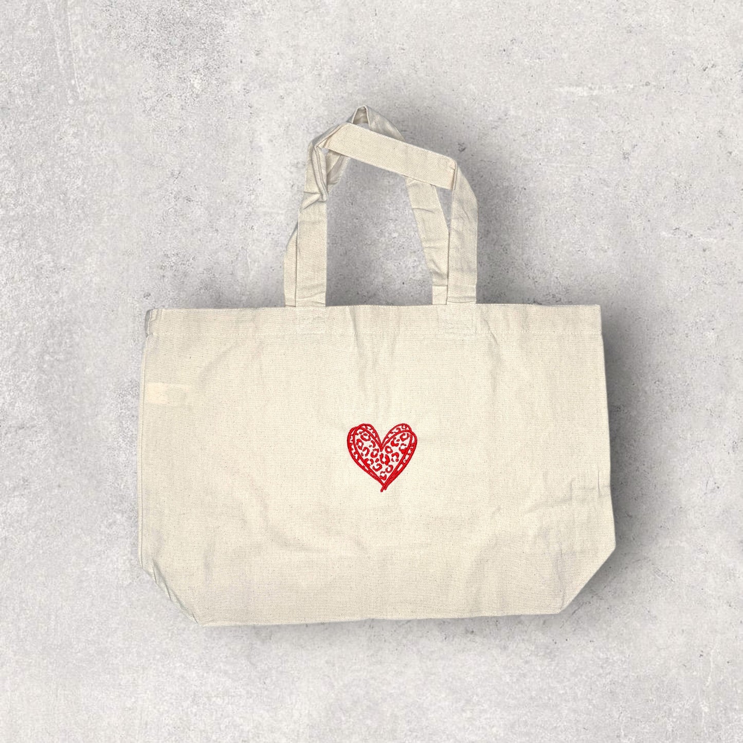 Embroidered Organic Cotton Maxi Tote Bag - 'Wildest Heart'