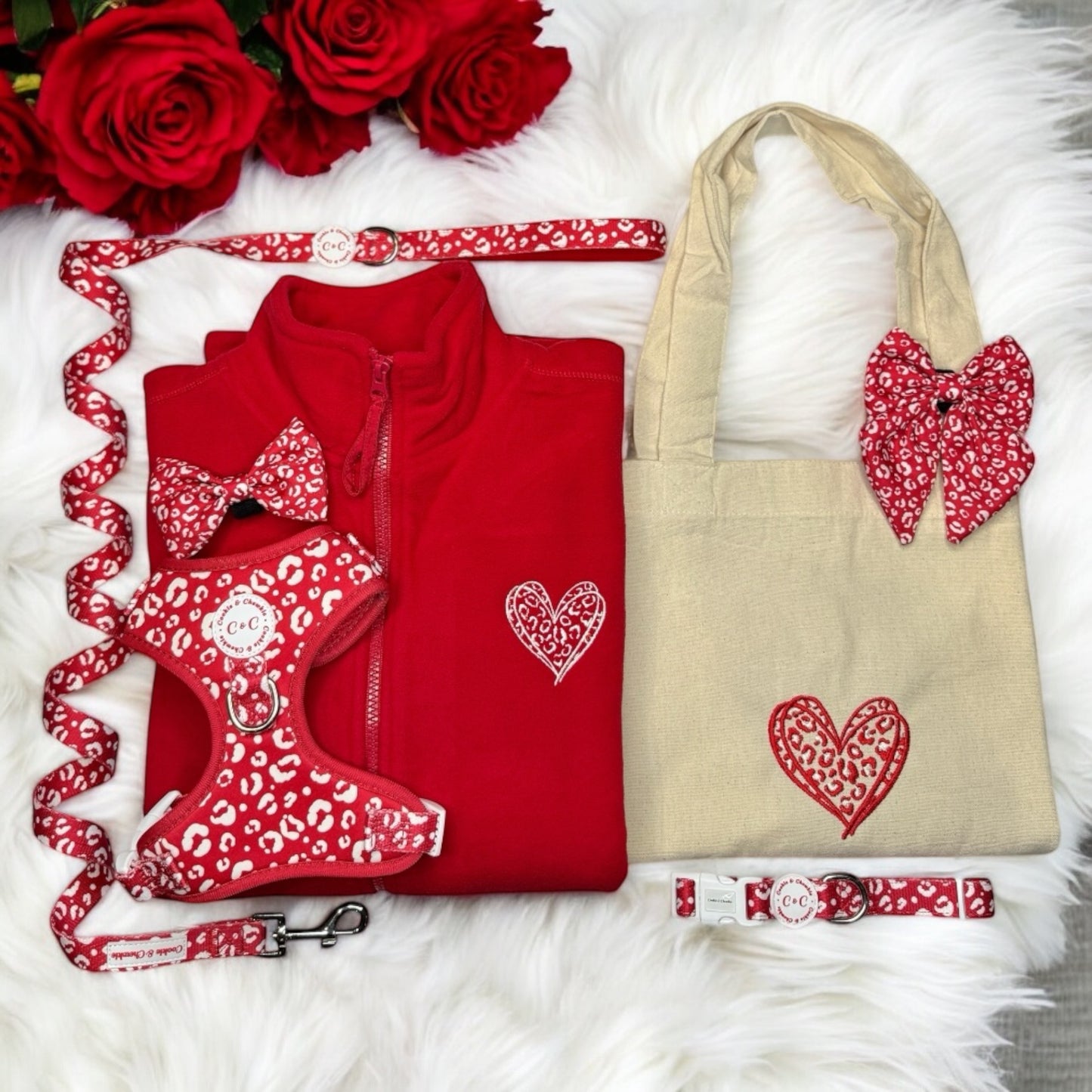 Embroidered Full Zip Fleece Jacket - 'Wildest Heart' - Red