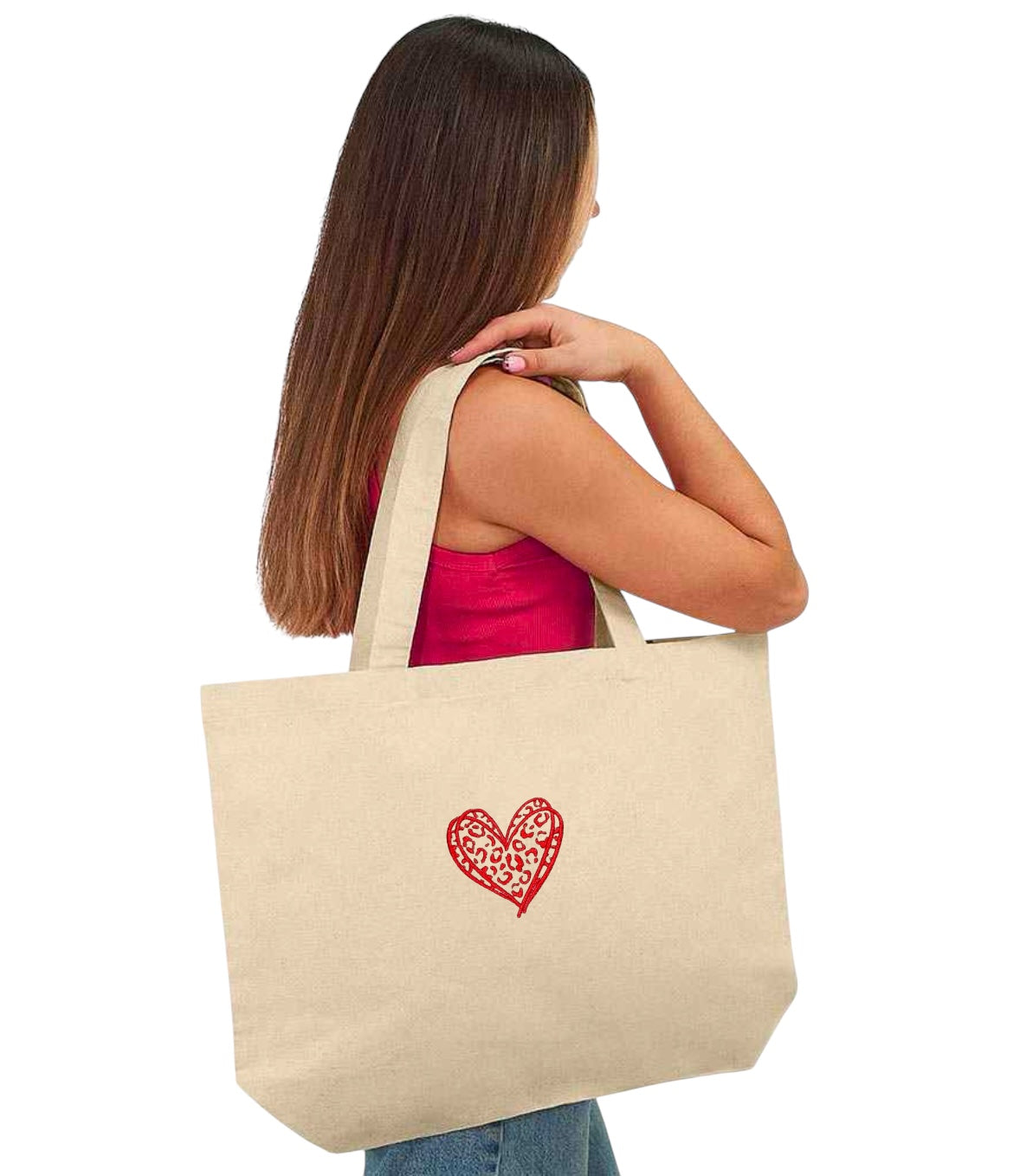 Embroidered Organic Cotton Maxi Tote Bag - 'Wildest Heart'