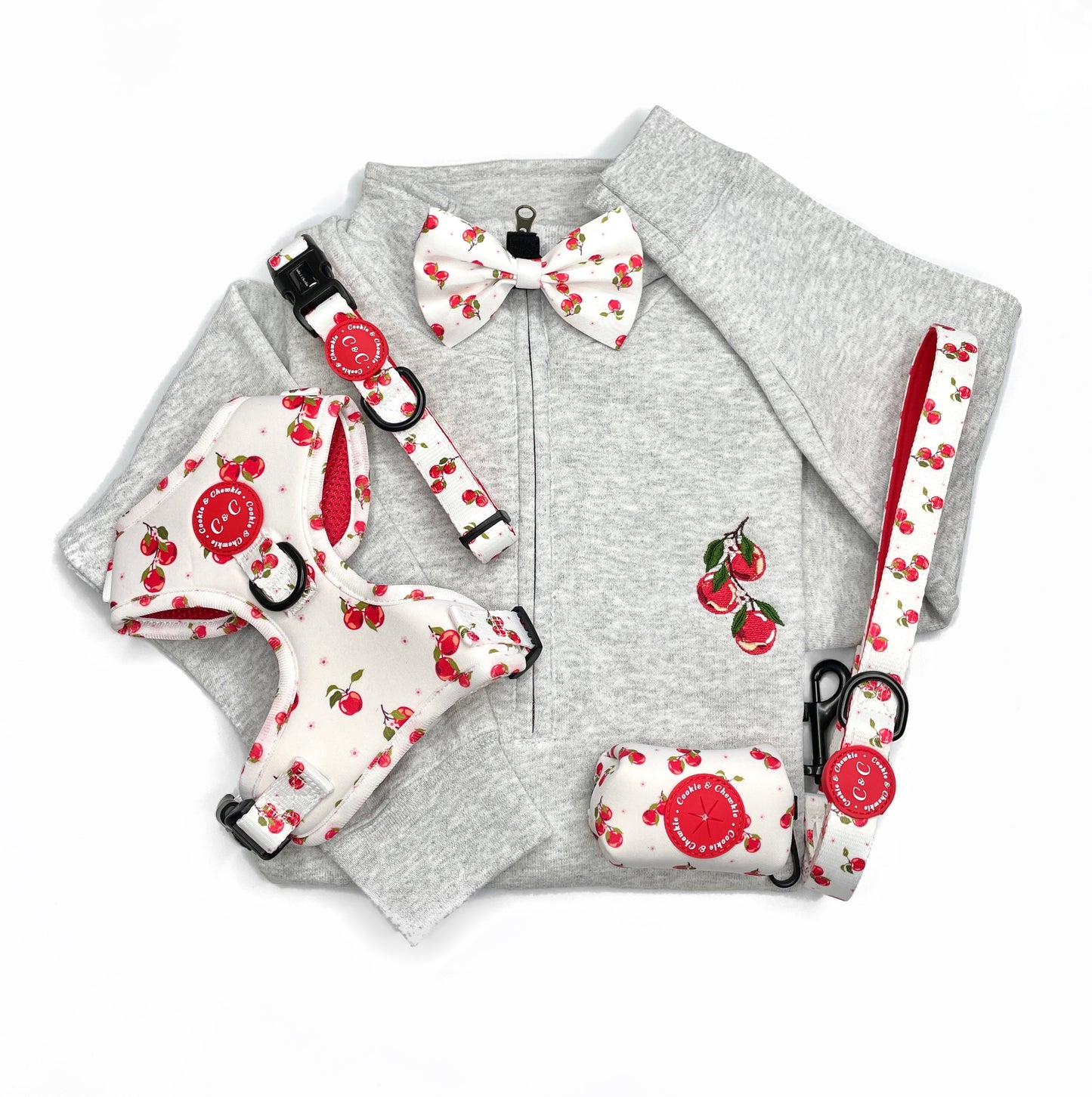 Embroidered Zip-Neck Sweatshirt - 'Apple Pawtumn Jeans'