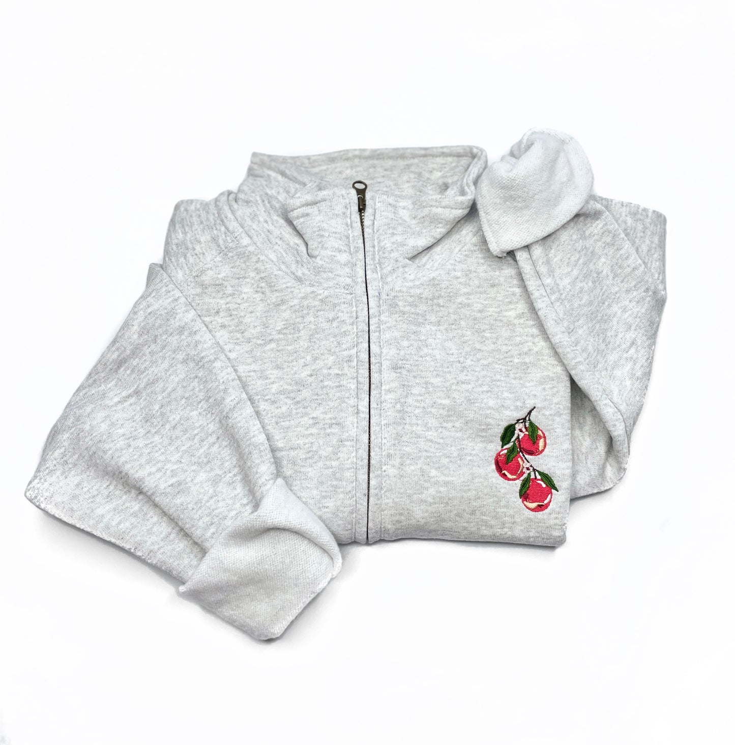 Embroidered Zip-Neck Sweatshirt - 'Apple Pawtumn Jeans'
