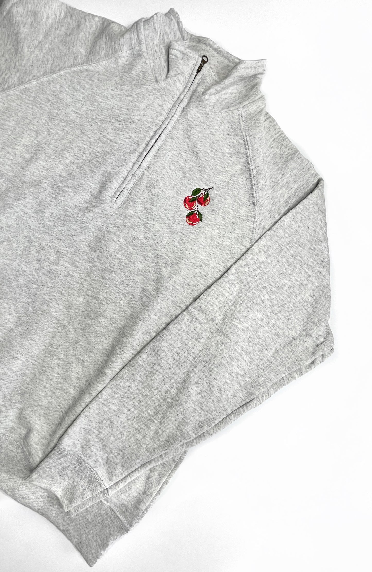 Embroidered Zip-Neck Sweatshirt - 'Apple Pawtumn Jeans'