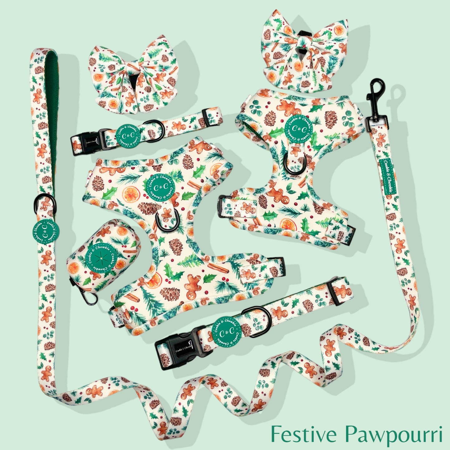 Adjustable Harness - 'Festive Pawpourri'