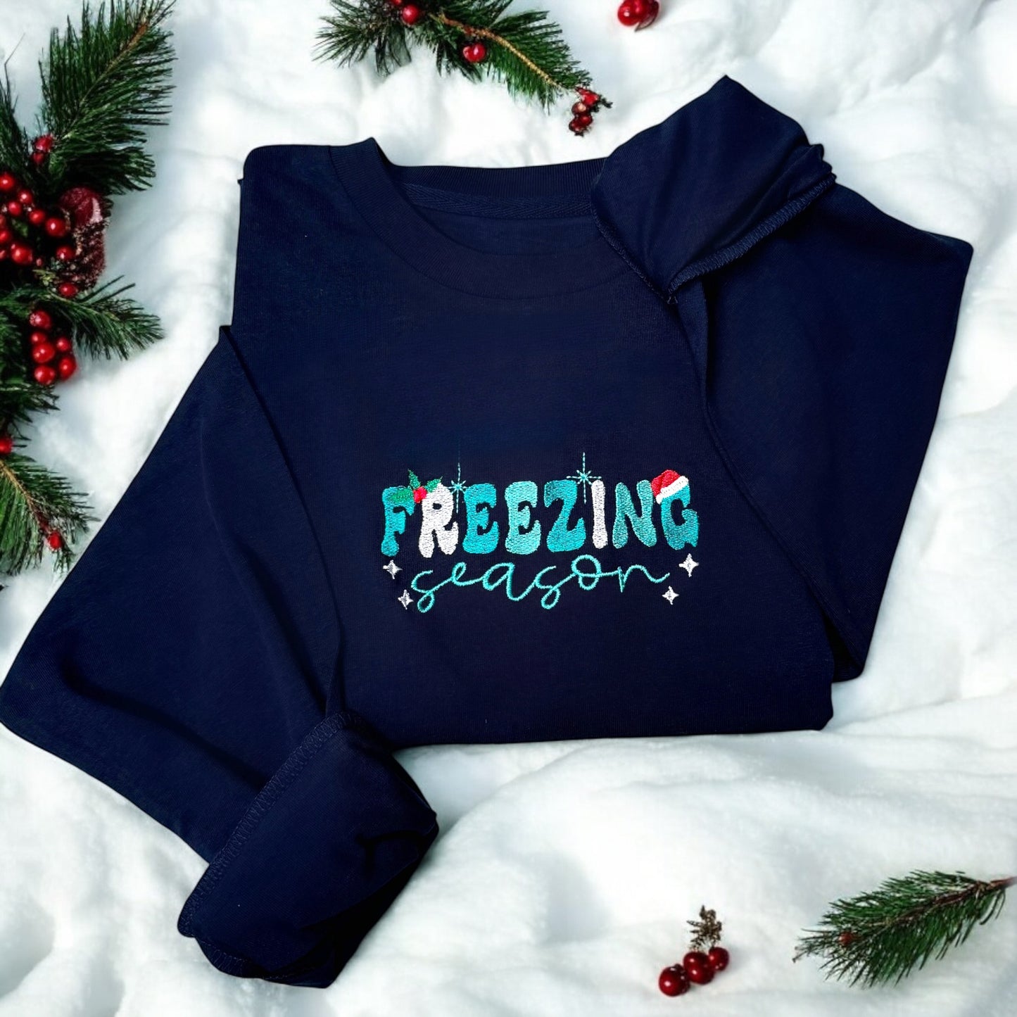 Embroidered Sweatshirt - 'Freezing Season'
