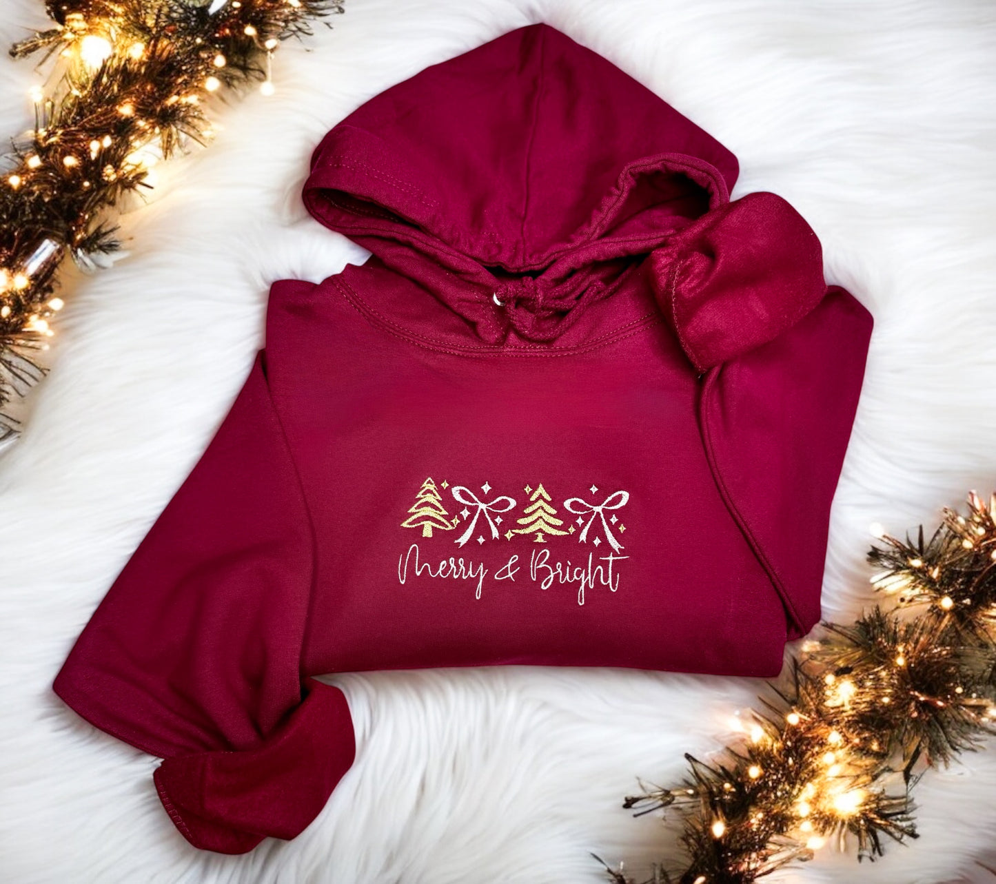 Embroidered Hoodie - 'Merry & Bright'