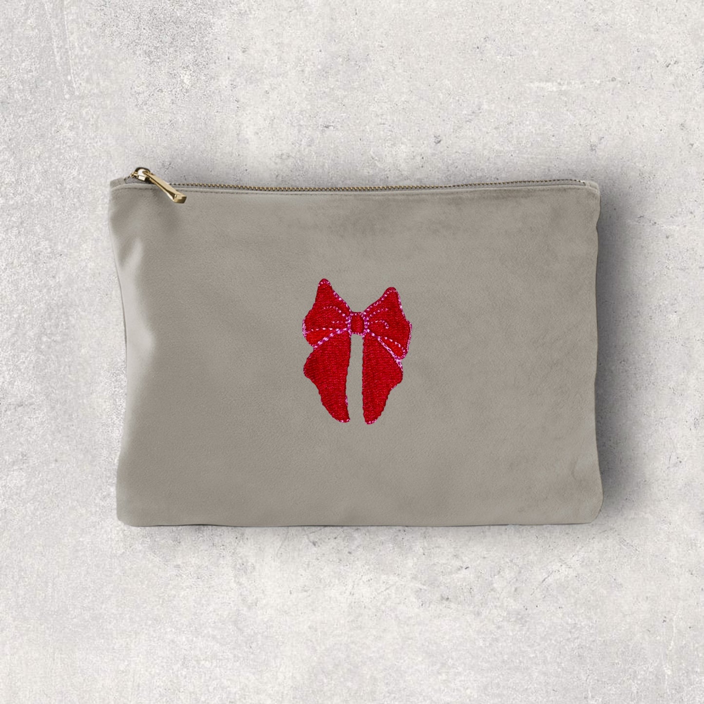 Embroidered Velvet Accessory Pouch