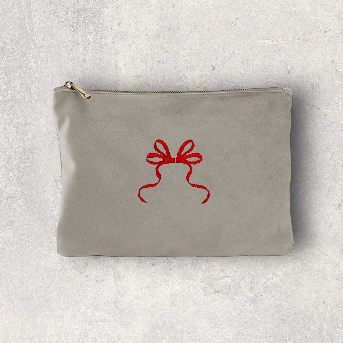 Embroidered Velvet Accessory Pouch