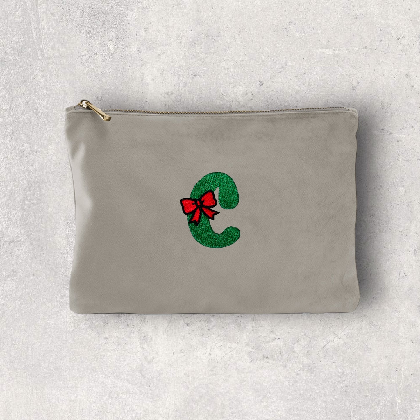 Embroidered Velvet Accessory Pouch