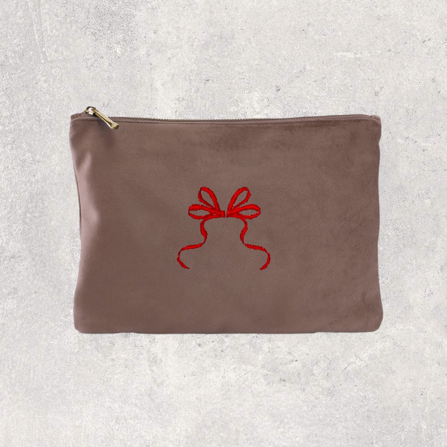 Embroidered Velvet Accessory Pouch