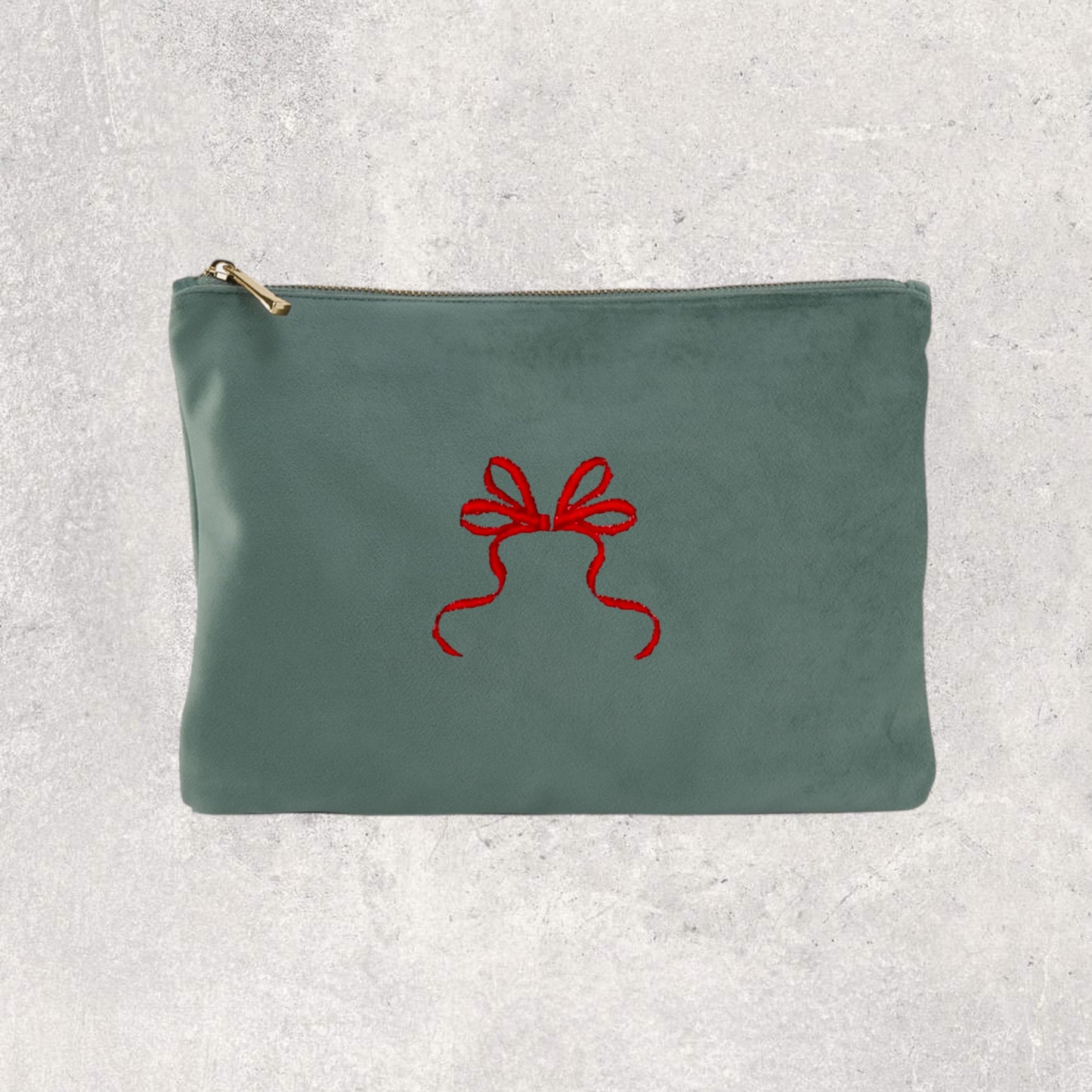 Embroidered Velvet Accessory Pouch