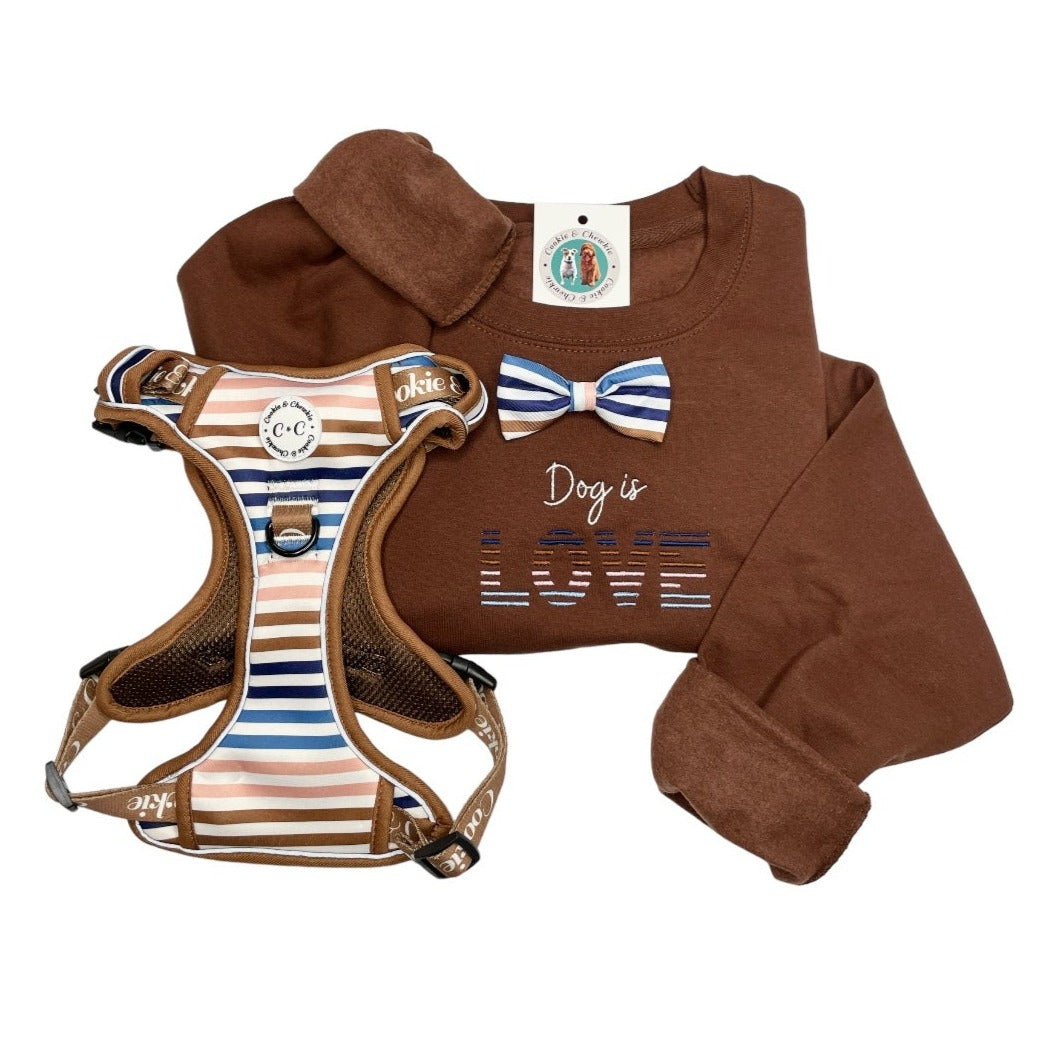 Embroidered Organic Natural Dyed Maxi Bag in Pomegranate Rose - 'Dog is Love' - Stripes