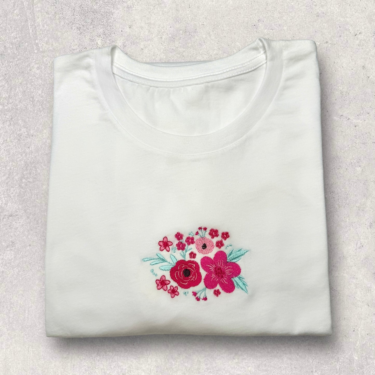Embroidered T-shirt - 'On Chewsdays, We Wear Pink' - White