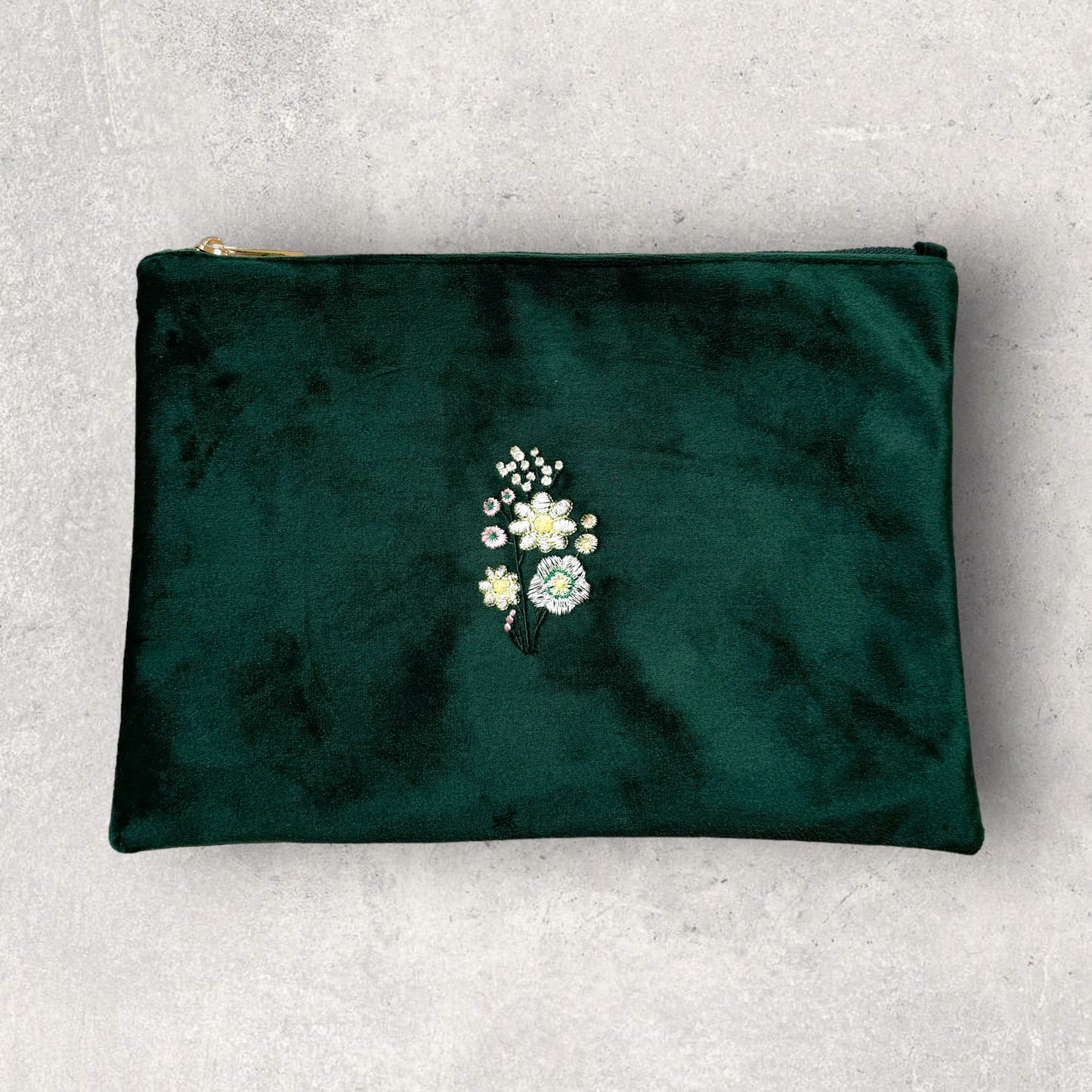 Embroidered Velvet Pouch - 'In A World of My Own'