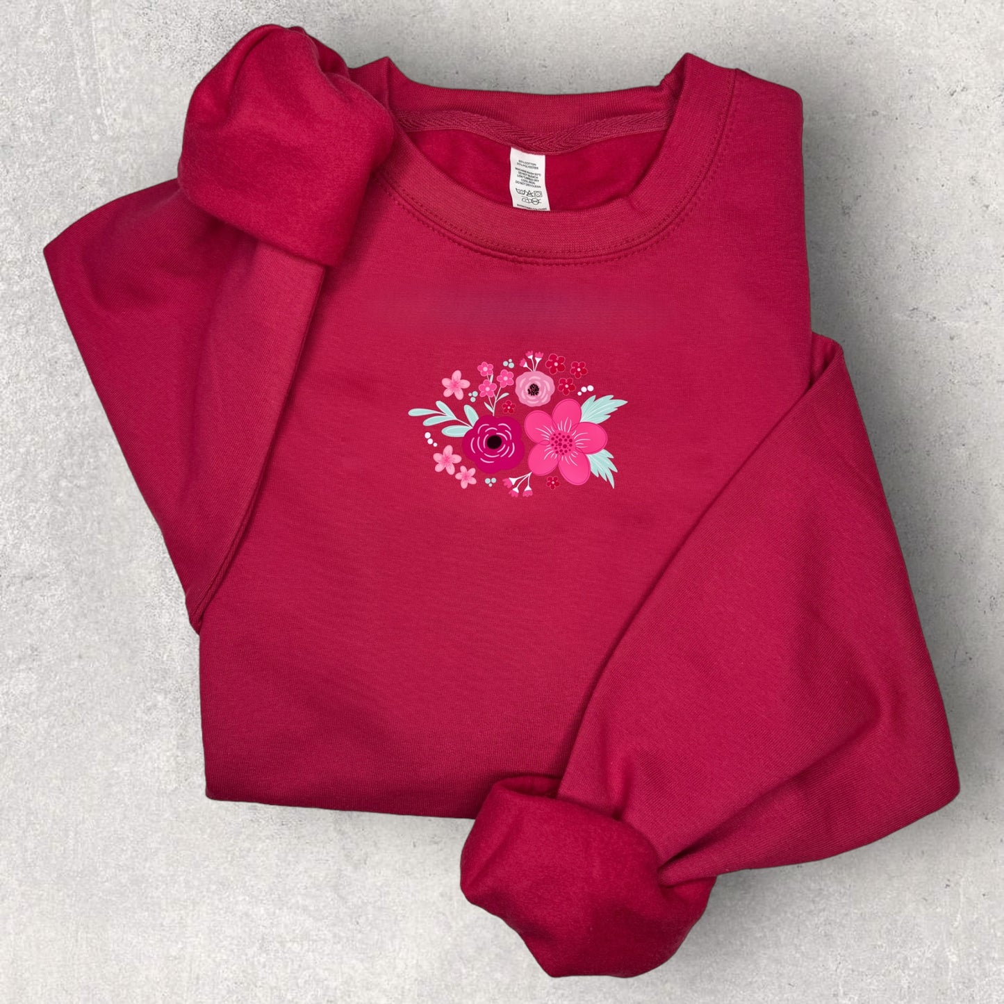 Embroidered Sweatshirt - 'On Chewsdays, We Wear Pink' - Cranberry