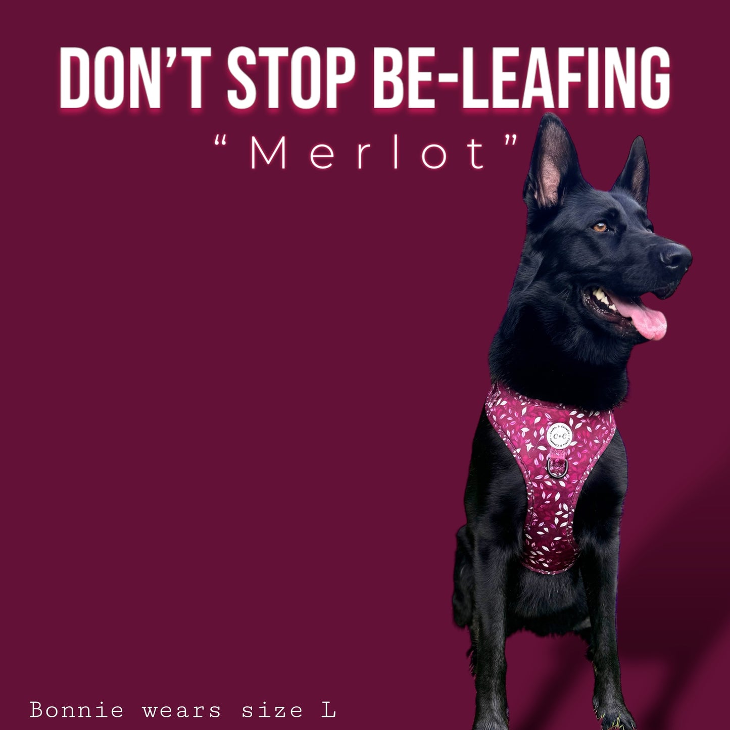 Adjustable Harness - 'Don't Stop Be-Leafing - Merlot'