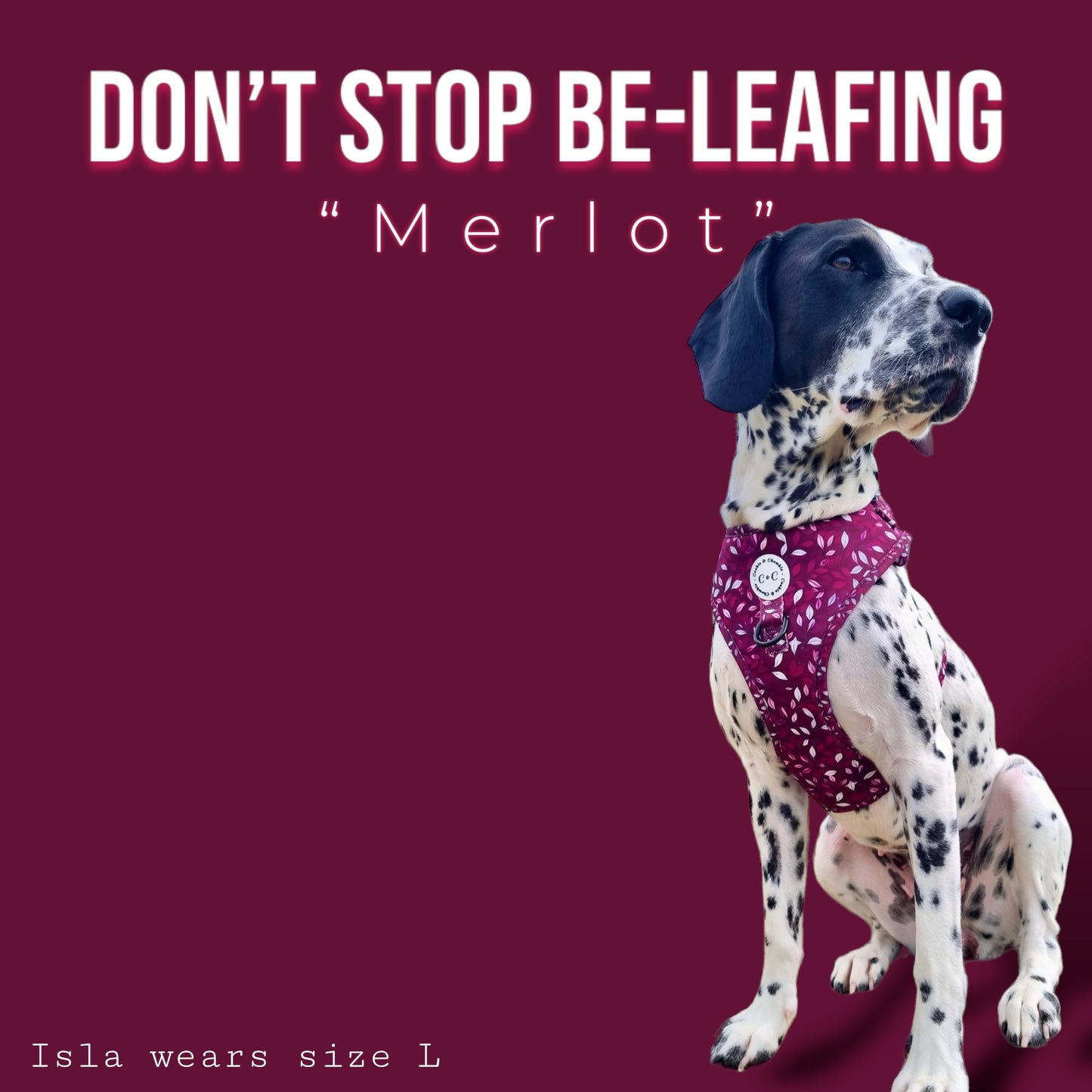 Adjustable Harness - 'Don't Stop Be-Leafing - Merlot'
