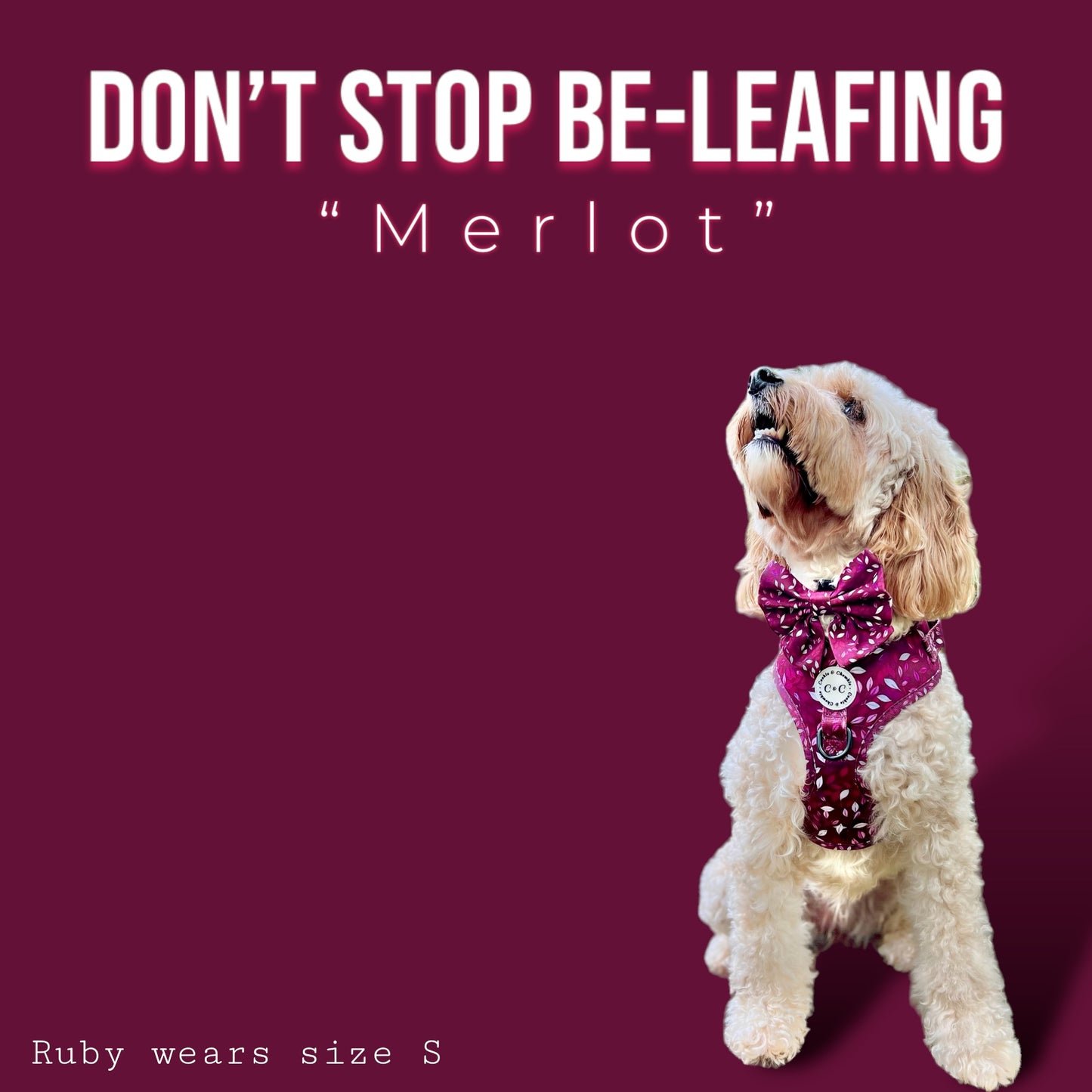 Adjustable Harness - 'Don't Stop Be-Leafing - Merlot'