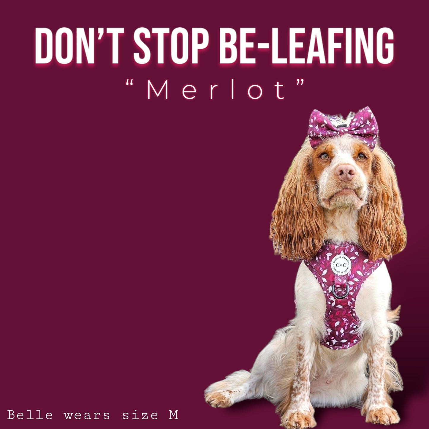 Adjustable Harness - 'Don't Stop Be-Leafing - Merlot'