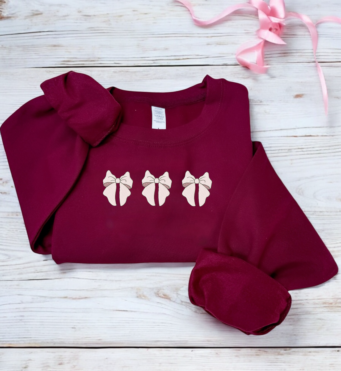 Embroidered Sweatshirt - 'Three Cute Bows'