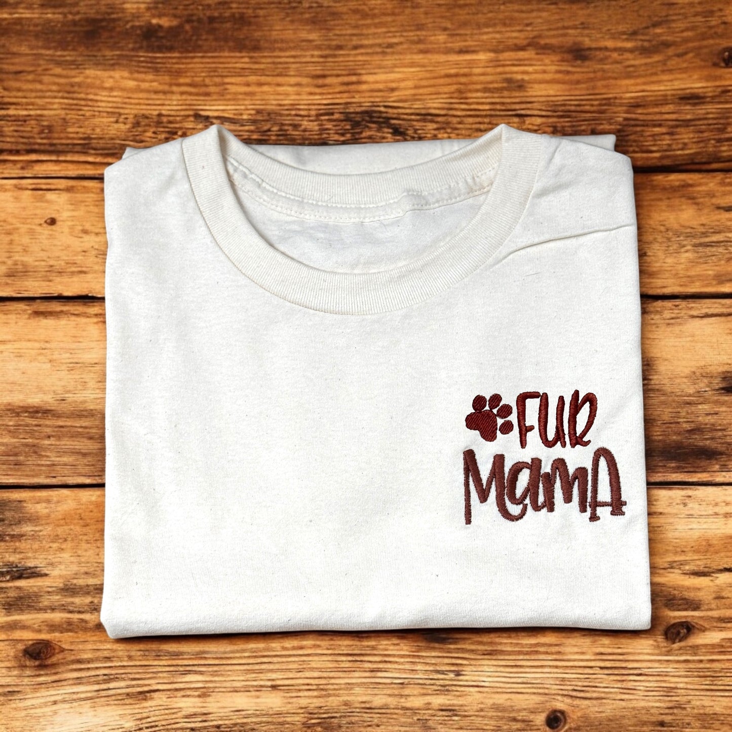 Embroidered T-shirt - 'Mama/Fur Mama'