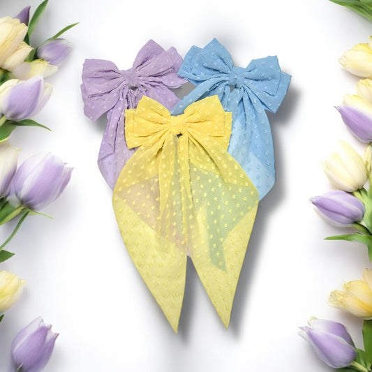 DAINTIES Human Hair Bow - 'Sky'