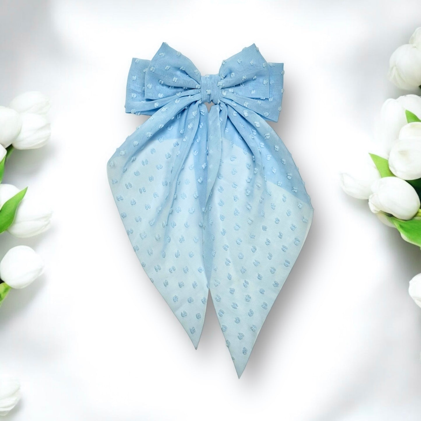 DAINTIES Human Hair Bow - 'Sky'