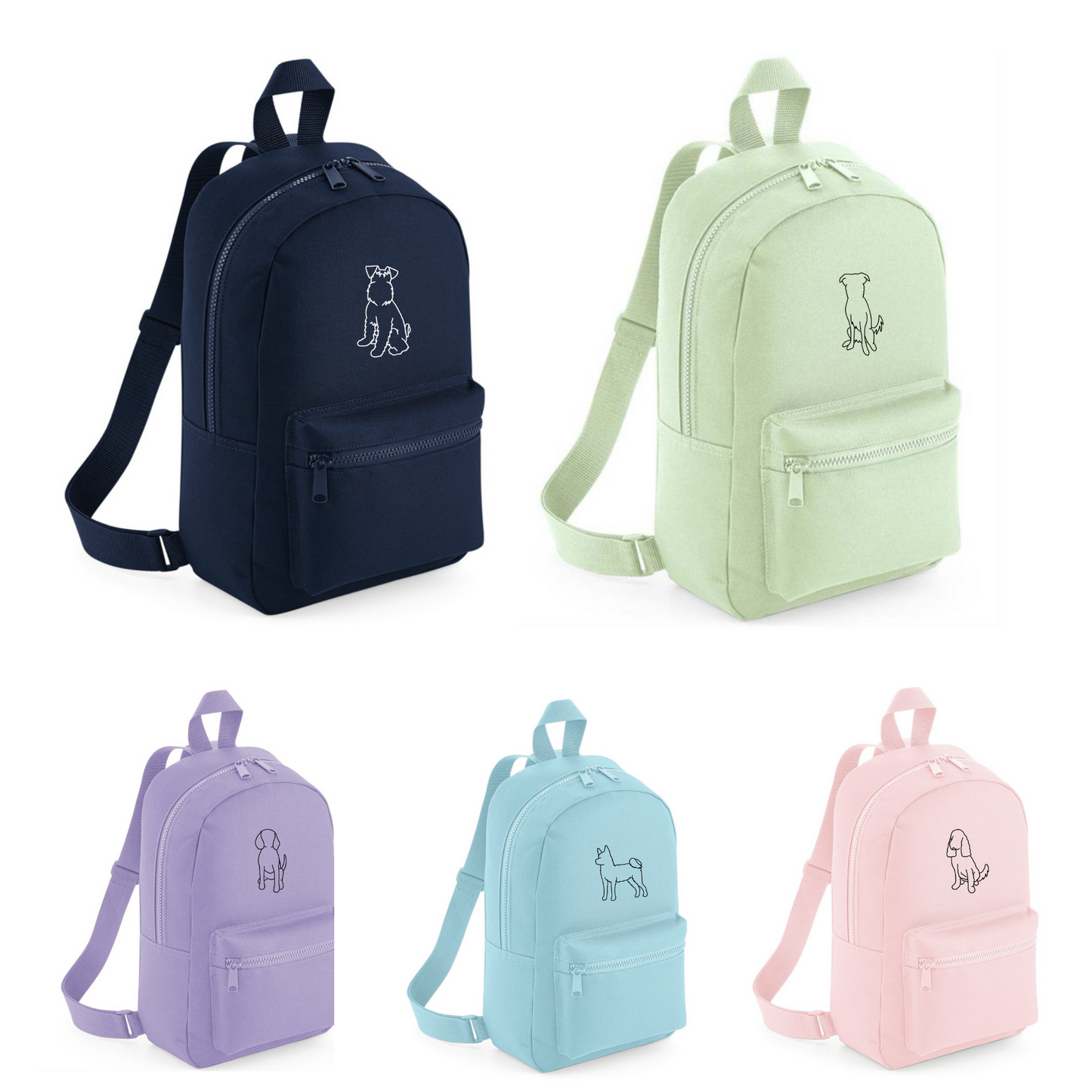 Embroidered Breed Outline Mini Backpack