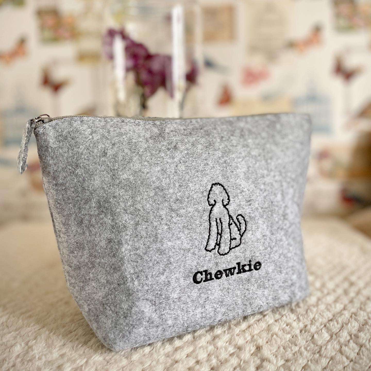 Embroidered Breed Outline Felt Bag