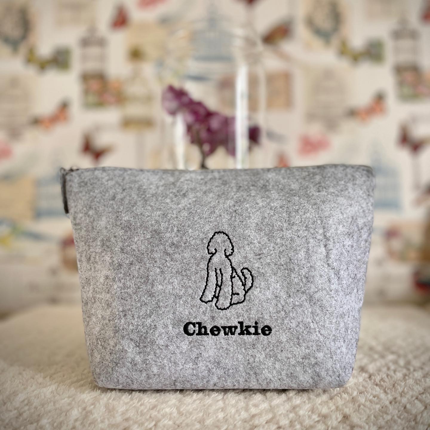 Embroidered Breed Outline Felt Bag