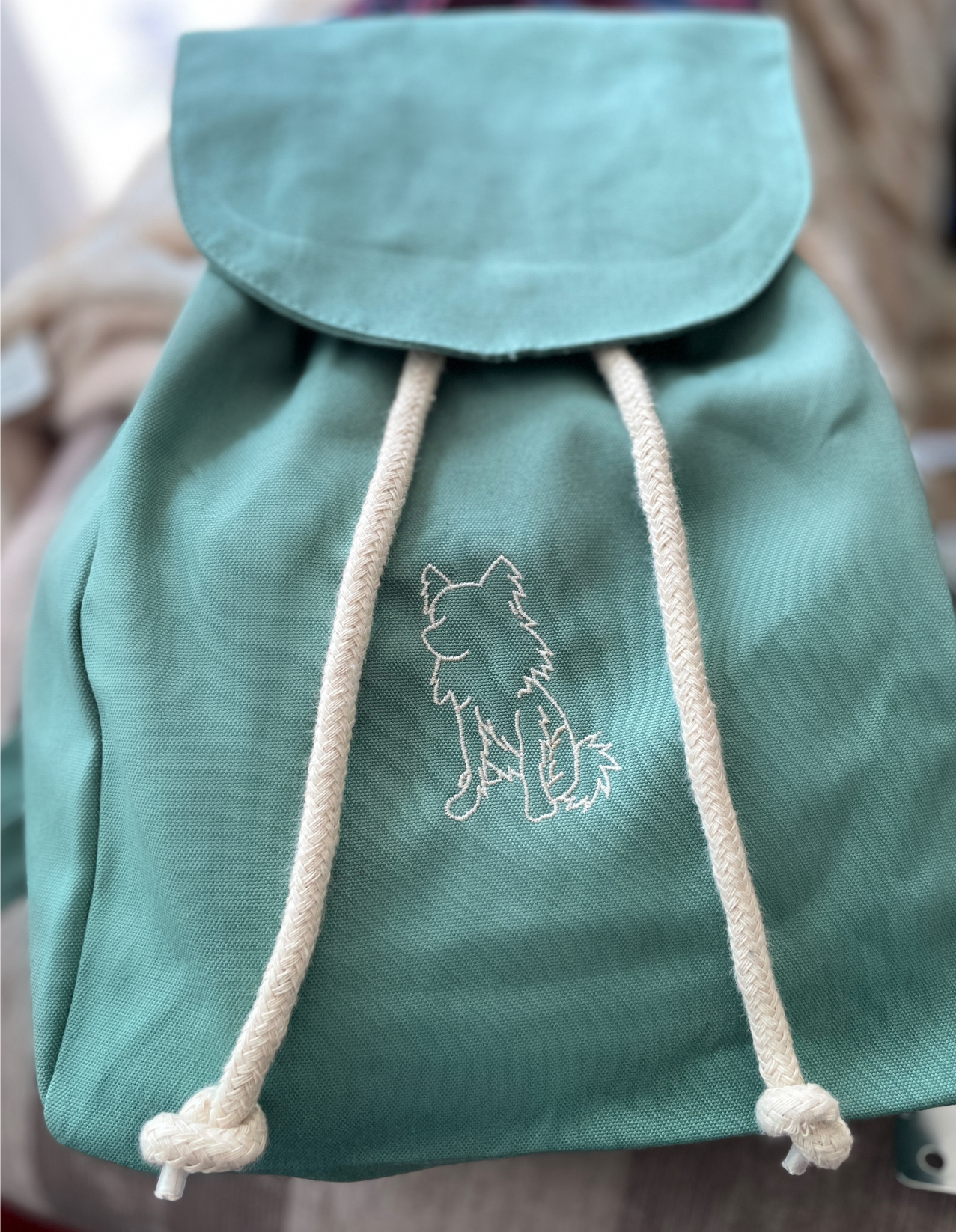 Embroidered Breed Outline Organic Mini Cotton Backpack