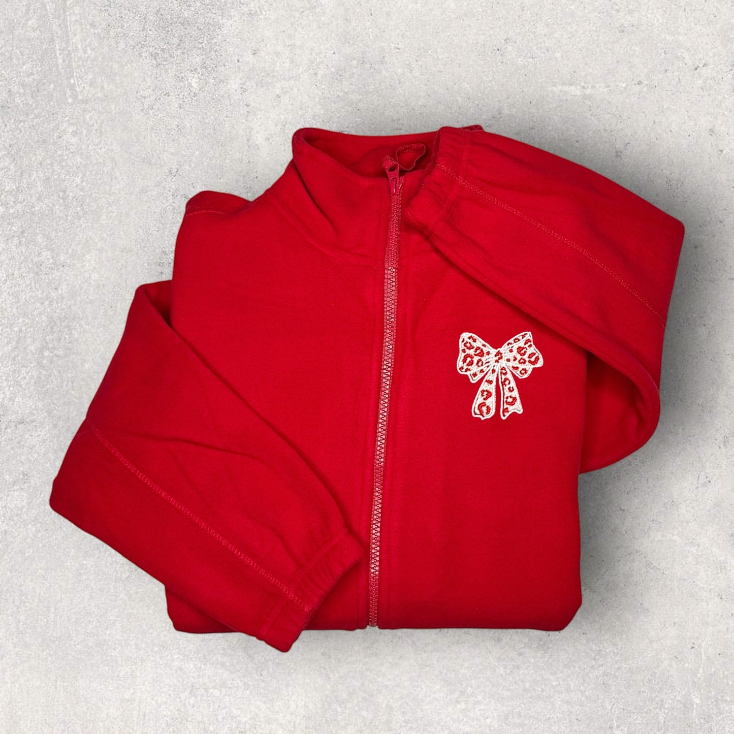 Embroidered Full Zip Fleece Jacket - 'Wildest Dreams' - Red