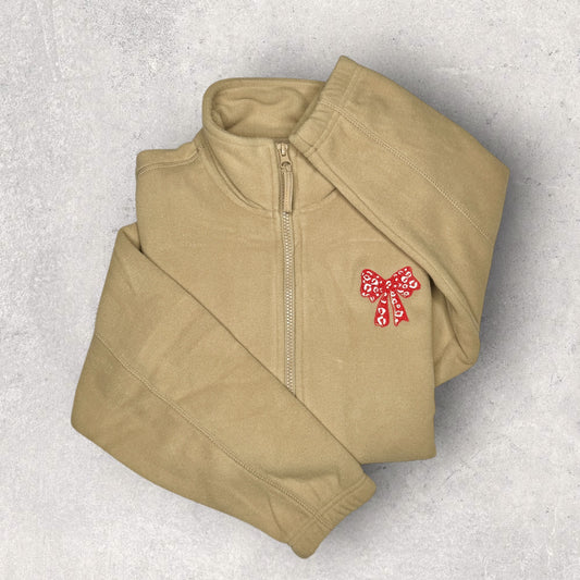 Embroidered Full Zip Fleece Jacket - 'Wildest Dreams' - Biscuit