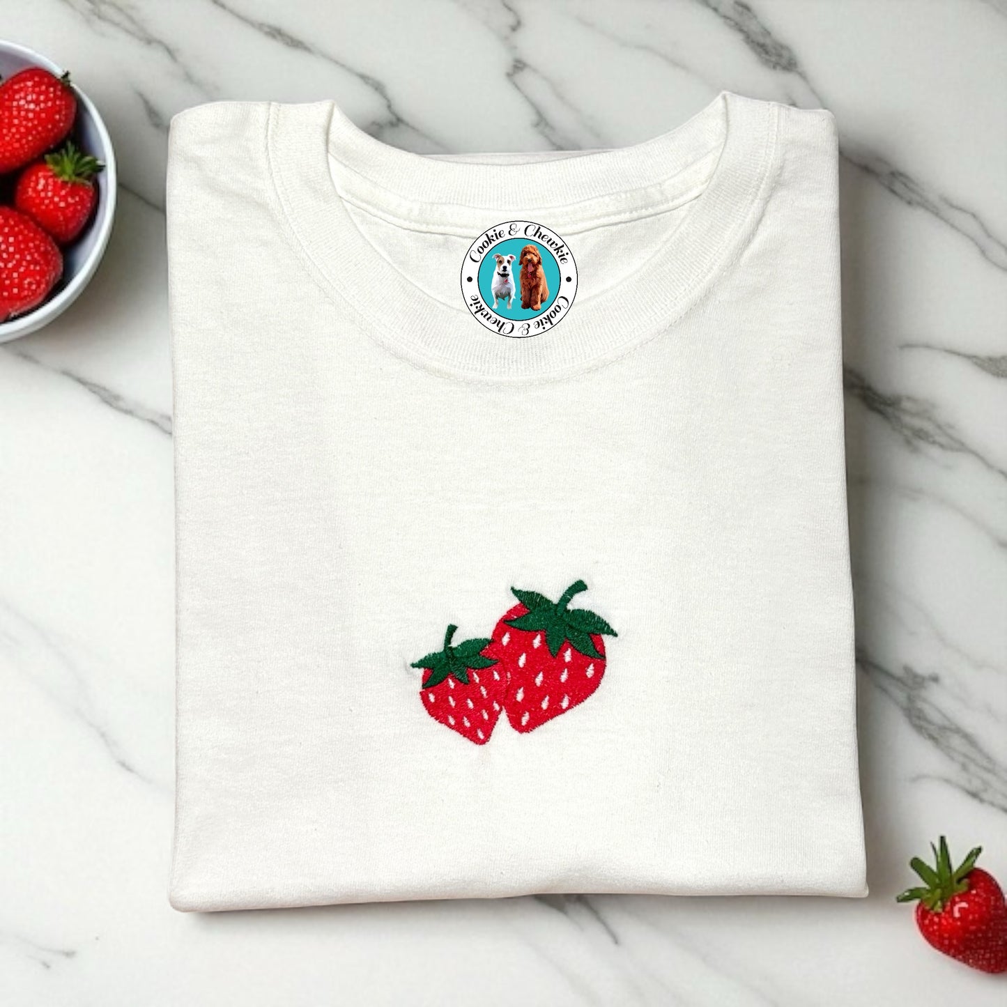Embroidered T-shirt - 'Strawberry'