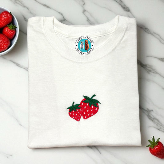 Embroidered T-shirt - 'Strawberry'