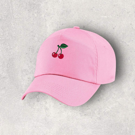 Embroidered Cotton Cap - 'Mini Cherries'