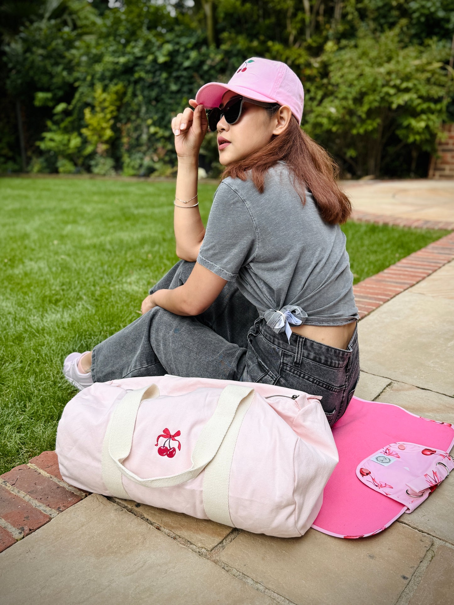Embroidered Organic Barrel Bag - 'Chérie Amour'