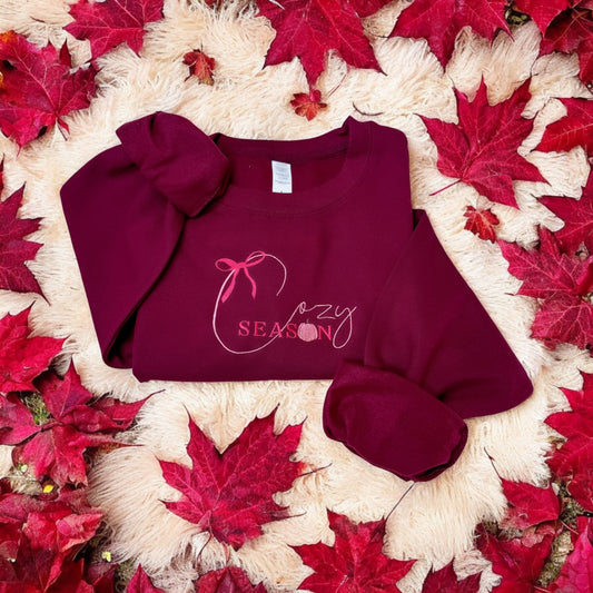 Embroidered Sweatshirt - 'Cozy Season'