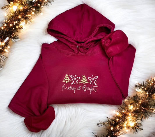Embroidered Hoodie - 'Merry & Bright'