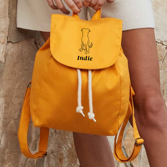 Embroidered Breed Outline Organic Mini Cotton Backpack