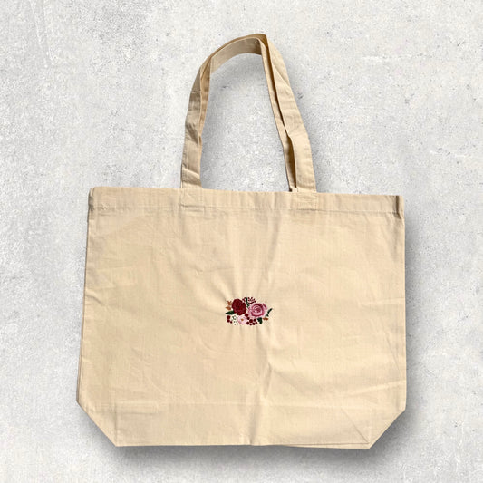 Embroidered Cotton Maxi Tote Bag - 'Meet Me at Monet's'