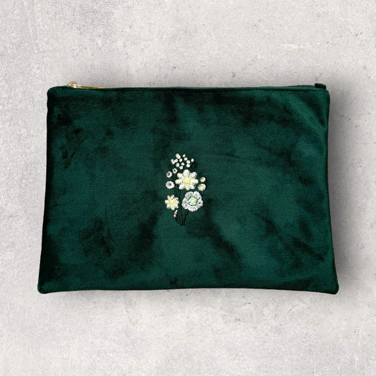 Embroidered Velvet Pouch - 'In A World of My Own'