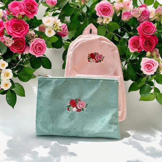 Embroidered Velvet Pouch - 'Meet Me At Monet's'