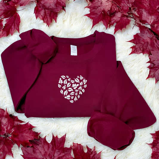 Embroidered Sweatshirt - 'Don't Stop Be-Leafing - Merlot'