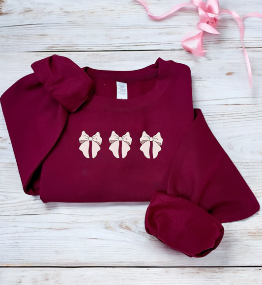 Embroidered Sweatshirt - 'Three Cute Bows'