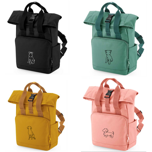 Embroidered Breed Outline Roll-top Backpack