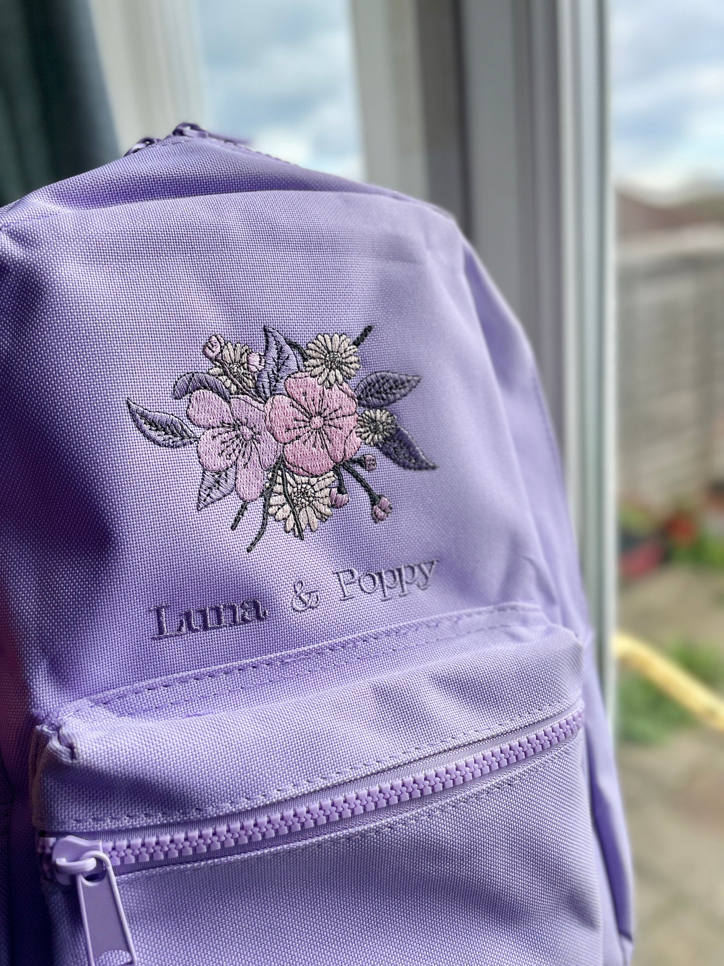 Embroidered Mini Backpack - 'I Can Buy Myself Flowers'