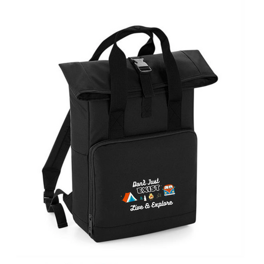 Embroidered Roll-Top Backpack - 'The Good Life'
