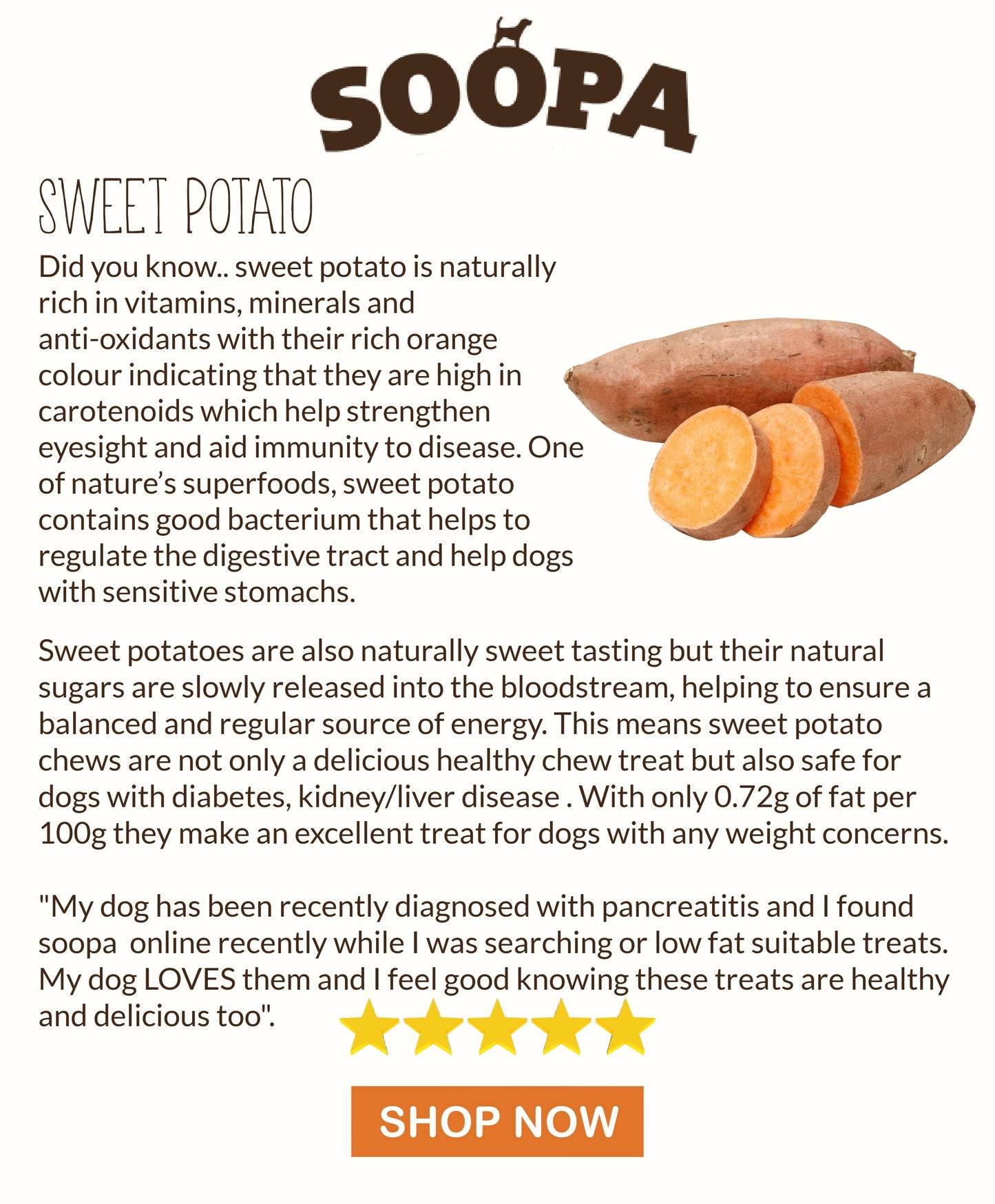 Soopa Sweet Potato Dog Chews 100g